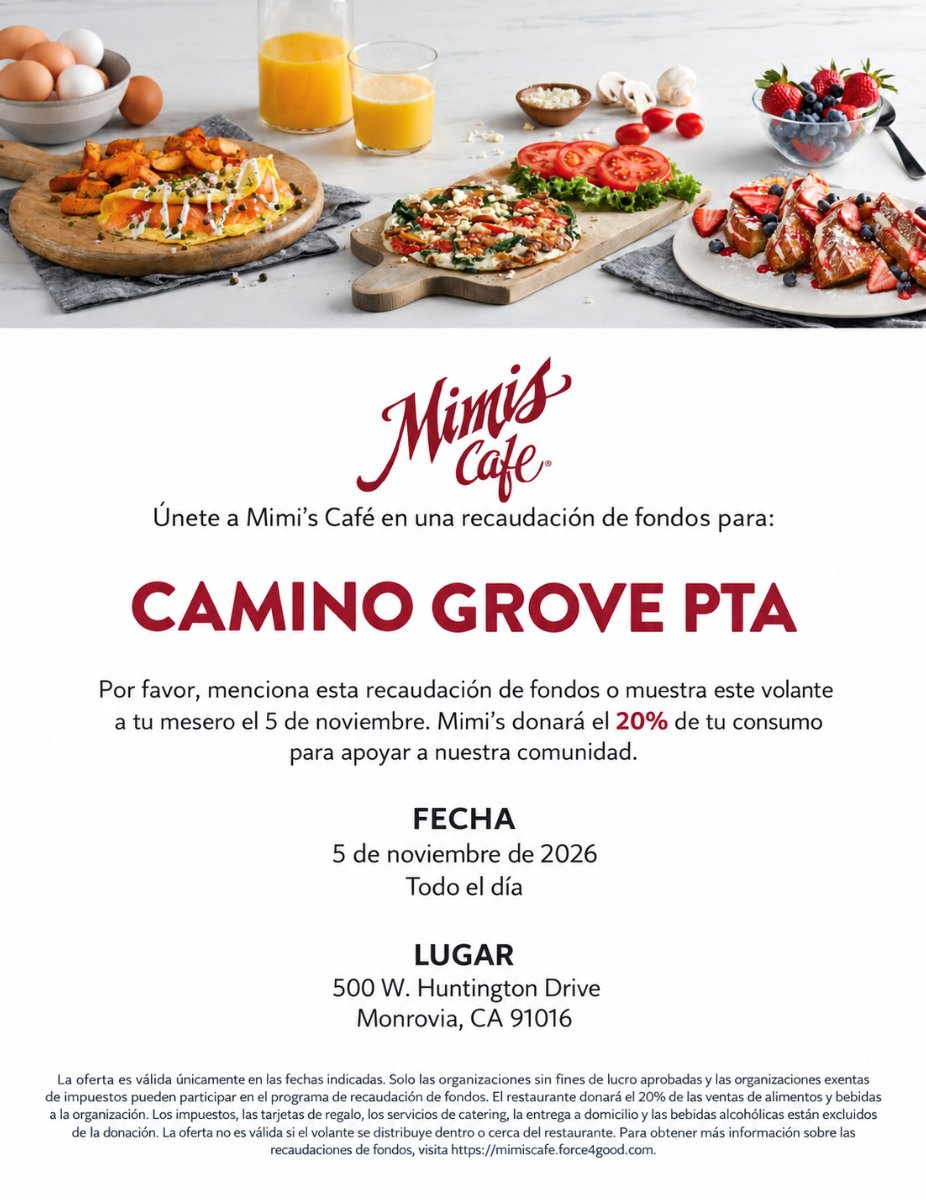 Mimi's Cafe Fundraiser (Spanish)
